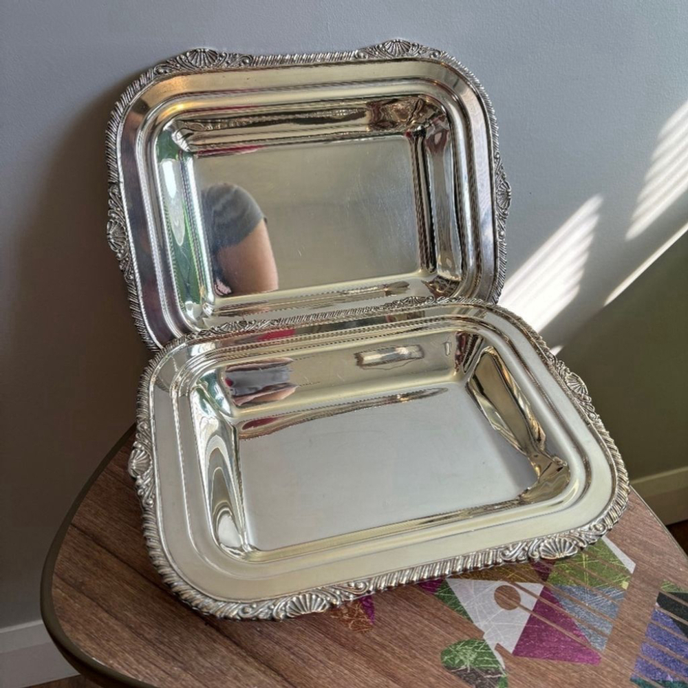 Lipton Bros, Old English Reproduction, Serving Trays X 2, EP on Copper, Vintage